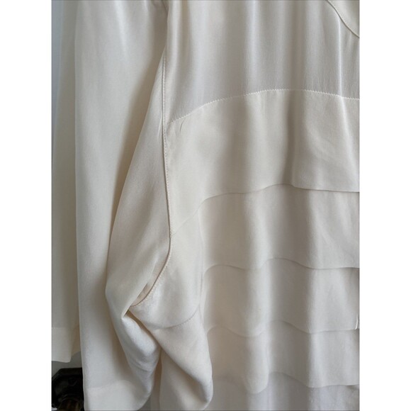 EUC VTG Marina Rinaldi 100% Silk Button Shirt Womens Ivory Size 29 XL Sz 20 - Picture 7 of 11